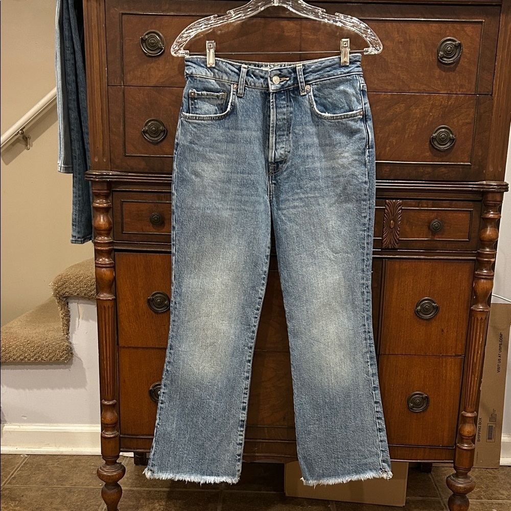 We The Free Cropped Raw Hem Straight Leg Jeans